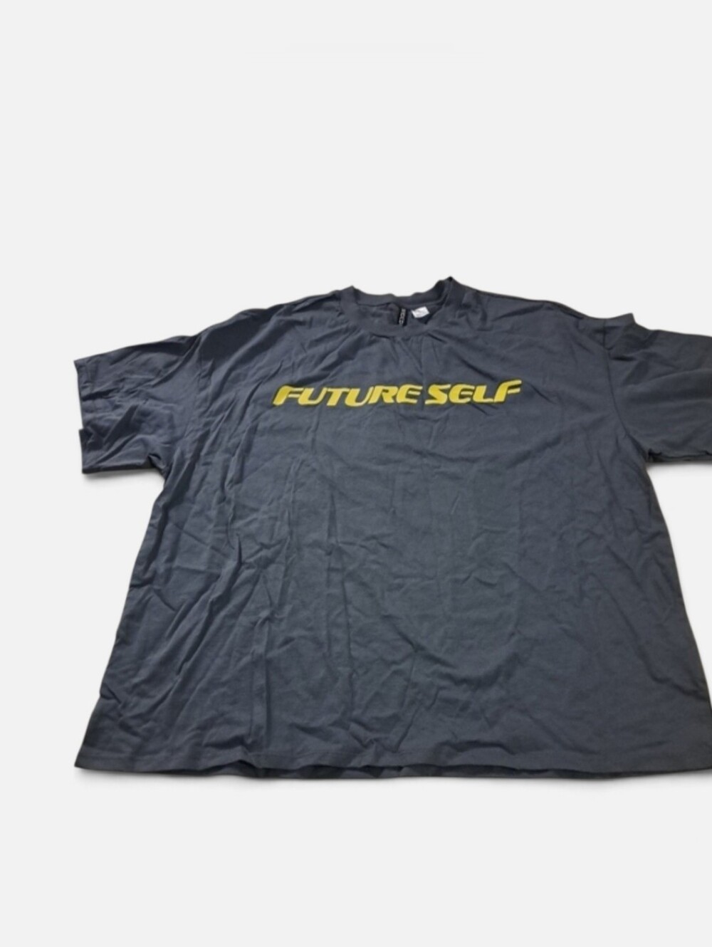 Divided H&M Gray T-Shirt Yellow 'Future Self' Lettering Men's Size XL